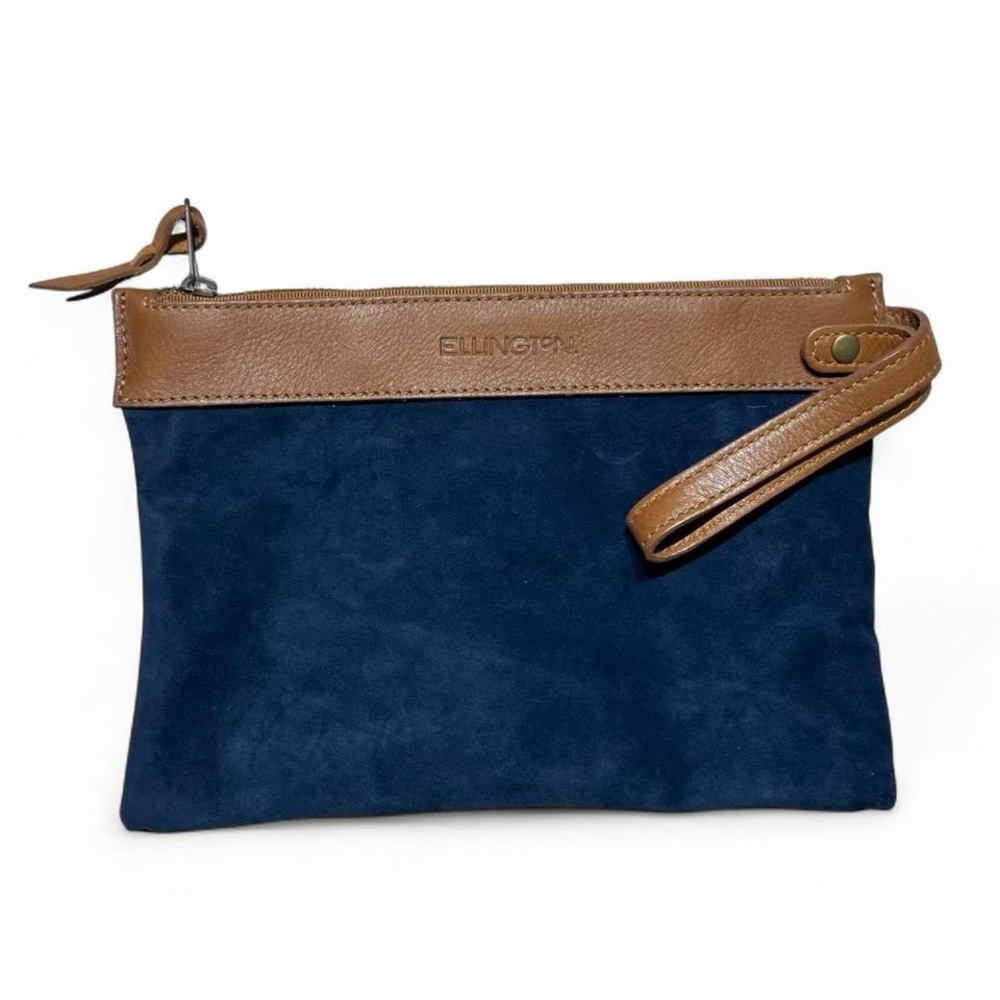 Ellington Navy and Brown Wristlet Clutch